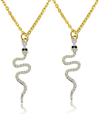 Stylewell Pack Of 2 Golden Nug Shiva Mahakaal Reptile Sarp/Snake Pendant Locket Necklace Gold-plated Stainless Steel Pendant