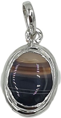 Sahiba Gems Natural Sulemani Hakik Gemstone Locket Agate Sterling Silver, Stone Locket