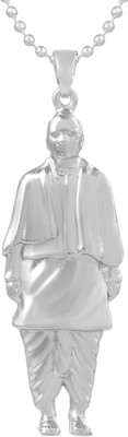 memoir Brass Antique Silverplated Statue of Unity Sardar Patel Chain Pendant Silver Alloy