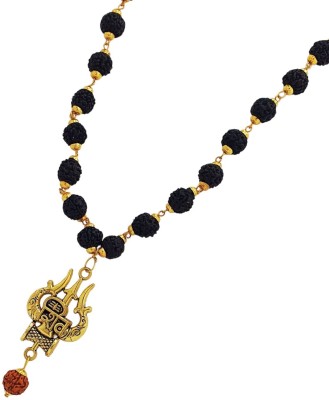 BHAKTI Kripalu Store 5 Mukhi Rudraksha Mala One Gram Gold-plated Beads Brass, Wood Pendant Set