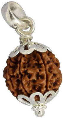 Fine Creation 6 Mukhi rudraksha / 6 Face Rudraksha Nepali For Unisex Silver Wood Pendant