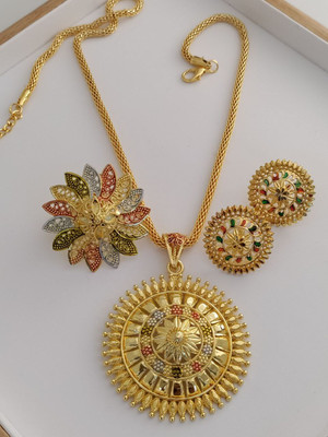 DELOCRAFT Brass, Alloy Gold-plated Gold Jewellery Set(Pack of 1)