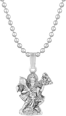 morir Silver Plated Pawanputra Hanuman Bajrang Bali Hindu God Chain Pendant Silver Brass Pendant