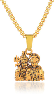 RN Gold Plated Shiv Parvati, Gauri shankar, Shiv Blessing Design Pendant Locket Gold-plated Brass Pendant