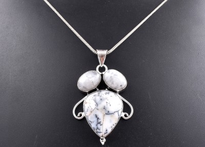 AAR Jewels Gemstone Pendant Necklace Sterling Silver Agate Metal Locket