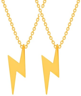 Utkarsh Pack Of 2 Golden Harry Potter Lightning Bolt Flash Zig Zag Pendant Locket Chain Stainless Steel Pendant Set