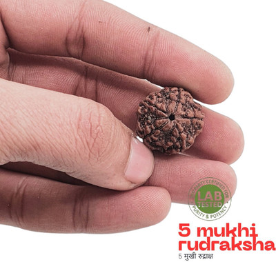 Green Ellegent 5 Mukhi Rudraksha with Cap Beads Wood Pendant Set