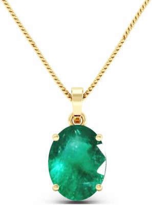 SHYAMKRIPA GEMS 12.25 Carat Original Natural Certified Emerald Panna Stone Pendant Locket Gold-plated Emerald Zinc, Copper Pendant Set