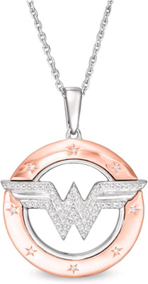 EPITOME 925 Sterling Silver Rose Gold Wonder Women Pendant with Chain for Girls & Women Rhodium Cubic Zirconia Sterling Silver Pendant