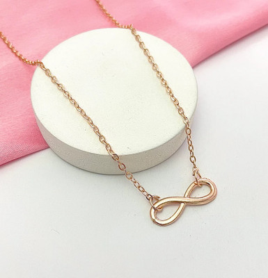 Uniqon Golden Color Infinite/Infinity Charm Locket Pendant Necklace With Clavicle Chain Stainless Steel
