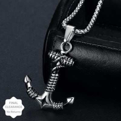 VIANSH Ship Rope Hook Fancy Pendant And Chain For Men Stainless Steel Pendant Silver Stainless Steel Pendant