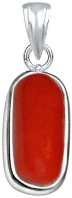 Suruchi Gems & Jewels Coral (Moonga) 6.25 Ratti or 5.5 Ct Gemstone Men & Women bis Hallmark 925 Sterling Silver Stone Pendant