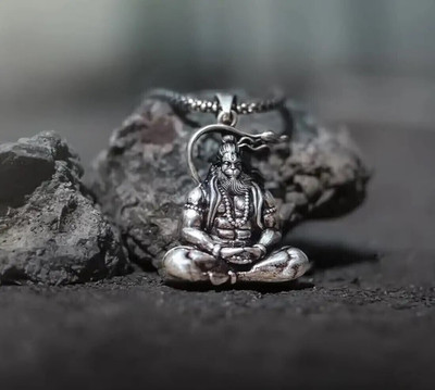 REVERSEA Hanuman ji Silver Locket With Box Chain Silver Brass Locket Silver Alloy, Silver Locket