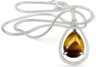 REIKI CRYSTAL PRODUCTS Natural Tiger Eye Crystal Stone Drop Shape Pendant /Locket, Chain For Unisex Crystal Pendant