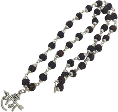 Kuttumb Gems & Jewels Most Beautiful Bhagwan Ram 5 Mukhi Rudraksha 5 Mukhi Rudraksha Mala Silver Beads Brass, Wood Locket
