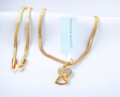 SAPNAPALACE TWINING HEAT GOLD DIMOND PENDANT WITH CHAIN Gold-plated Brass Pendant Set