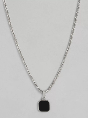 Harsh Enterprises unisex stylish funky geometric square pendant with chain Silver Stainless Steel Locket