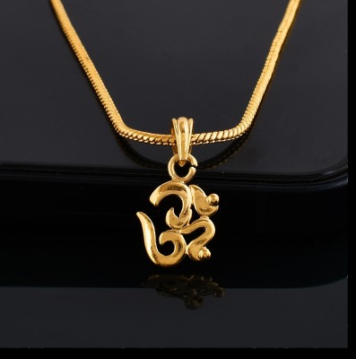 NAVYA ART golden om locket chain brass Gold-plated Brass Pendant Set