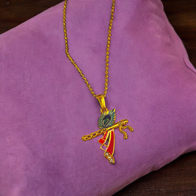 Shri Krishna Store Lord Krishna/vishnu Murli Locket Religious Jewelry Gold-plated Alloy Locket