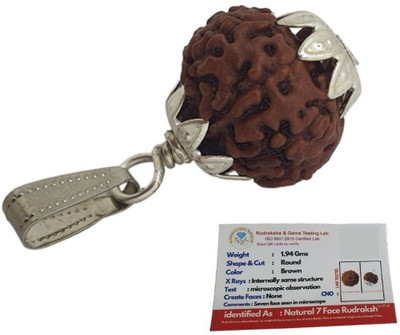 ASTHA Bhakti JEWELLERY 7 Mukhi Rudraksha Original Certified Seven Face Natural Silver Wood Locket Set
