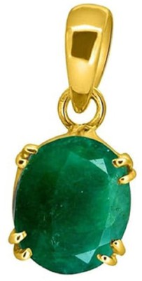 barmunda gems 6.25 Ratti Created Panna Gemstone Panna Pendant Locket for Men and Women Emerald Brass