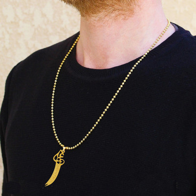 The Men Gift Glossy Gold-plated Stainless Steel Pendant Set