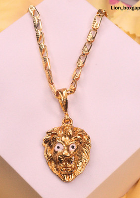 RKB SALES lion shape Pendant With Chain Gold Plated For Mens And Boys Gold-plated Alloy Pendant Set