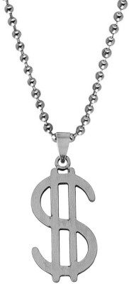 Shiv Jagdamba Steel Dollar Sign Money Symbol Charm Pendant Necklace Chain Sterling Silver Stainless Steel Pendant