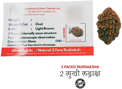 Kuttumb Gems & Jewels 2 Mukhi Rudraksha two Face Rudraksha Nepali Rudraksha Code:1 Beads Wood Pendant Set