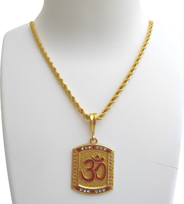 Jemeefly Om pandent with Rassa chain for mens and boys Gold-plated Alloy Pendant Set