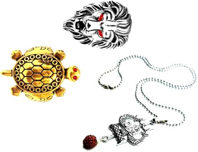 Dynamic Retail Global Shiva Mahadev Mahakal Locket Pendant Lion & Tortoise Turtle Rings B45U Stainless Steel Pendant Set