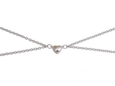 Whitechimes Lovers and Couple Special Premium Heart Shape Magnetic Pendant Sterling Silver Stainless Steel Locket Set