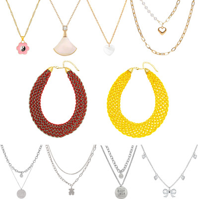 AmazingKarts 10Pcs Golden & Silver plated Multi Shape Traditional Pendant & Necklace Metal Pendant