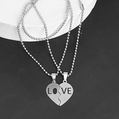 Shiv Jagdamba Valentine Gift Heart Broken Love Couple Gifty Pendant Necklace Chain Sterling Silver Stainless Steel Pendant