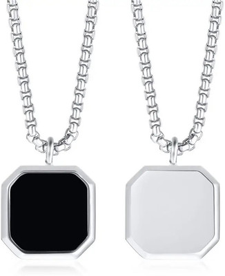 JS Enterprises Silver Agate Stainless Steel Pendant