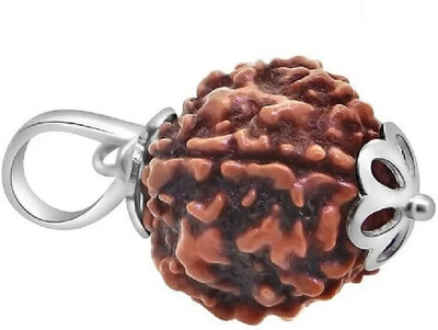 RIKIJAZ 4 Mukhi Rudraksha Nepali Four Face Rudraksha With Lab Certificate and Red Thread Silver Wood Pendant