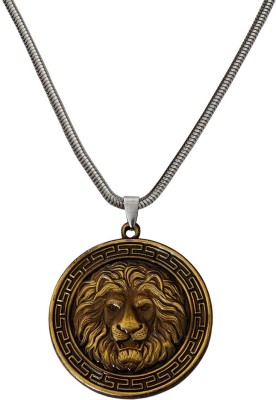 M Men Style Rock Biker Jewellery Animal King Lion Around Teeth Skull Head Rhodium Zinc, Metal Pendant