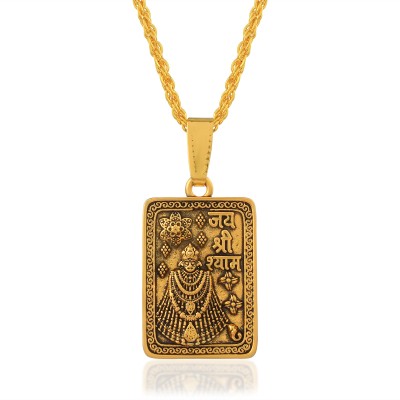 morir Oxidized Metal Gold Finish Hindu Religious Khatu Shyam Jai Shri Shyam Pendant Gold-plated Brass Pendant