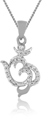 MYKI Silver Om Ganesh Pendant for Gifting Silver Cubic Zirconia Alloy Pendant