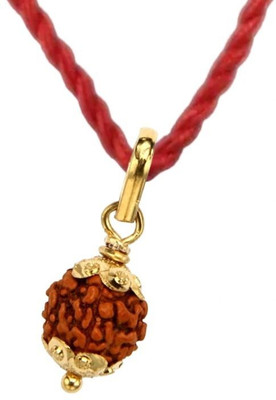 Fine Creation Premium Seven Mukhi Rudraksha / Original Indonesia 7 faced / 7 Mukhi Rudraksha Gold-plated Wood Pendant
