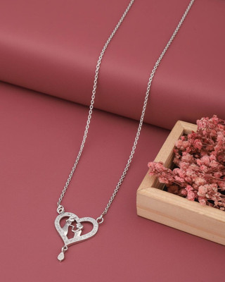 Shyury Fancy Stainless Steel Chain with Proposer Pendant Stylish Partywear for Women Silver Diamond Stainless Steel Pendant