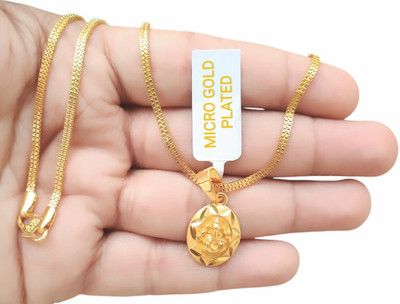 Jemeefly GANPATI DADA GOLD PENDANT WITH GOLD CHAIN Gold-plated Brass Pendant Set