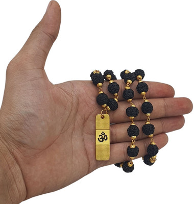 urbanzebra God Lord Shiva Mahadev Mahakaal Locket Pendant With Mala For Men's Gold-plated Beads Brass, Wood Pendant Set