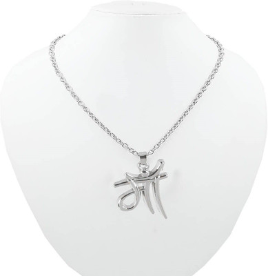Alviira Maa Word In Hindi And Religious Maa Durga Sherawali Pendant Locket Sterling Silver, Rhodium Stainless Steel, Metal, Alloy Locket Set