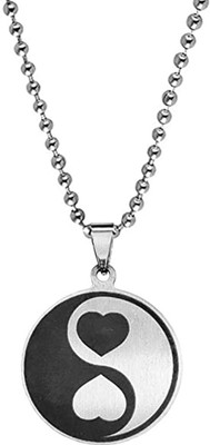AFH Yin Yang Twin Heart Love Silver Stainless Steel Pendant for Men and Women Stainless Steel Pendant