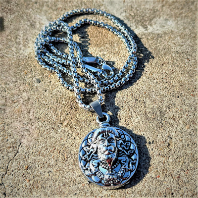 Charms Men's Silver Chain with Hanuman Pendant Rhodium Silver Alloy Pendant Set Sterling Silver Alloy Locket Set