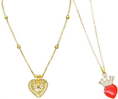 HEM RUPA Exquisite Locket and Chain Designs for Men, Boys, Women and Girls Gold-plated Brass, Metal Locket Set