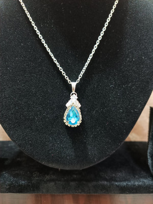 MHASAH MHASAH American Celestial Blue Stone Locket for Girls And Women Crystal Pendant Silver Alloy, Brass Pendant