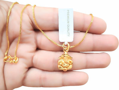 SAPNAPALACE GANAPATI GOLD PENDANT WITH BOX CHAIN Gold-plated Brass Pendant