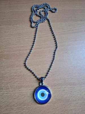 Deary Round Blue Evil Eye Moti/Stone Nazar Suraksha Kavach Locket Pendant Silver Crystal Crystal Pendant Set